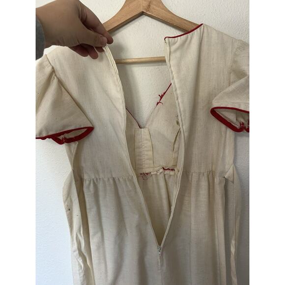 Vintage 60s 70s Maternity Maxi Dress Dan Howard Empire Waist Embroidery Cottage - Picture 11 of 16